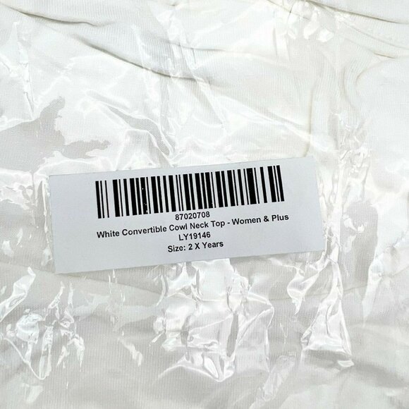 Z Avenue USA 2XL White Convertible Cowl Neck Top Face Cover NIP - Picture 8 of 8